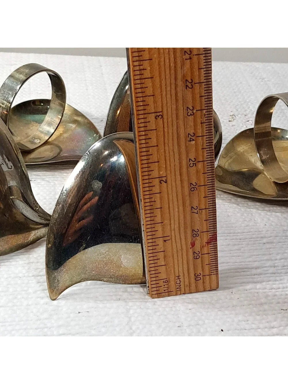 Heart napkin ring holders metal set 6 brass silver Valentine's Day love modern